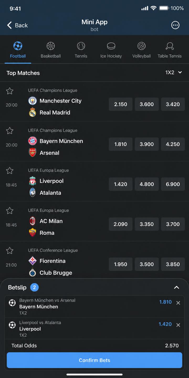 Telegram sportsbook mini-app built on Endgame